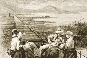 An inspection car on the Pacific Railway approaching the Great Salt Lake by Reverend Samuel Manning